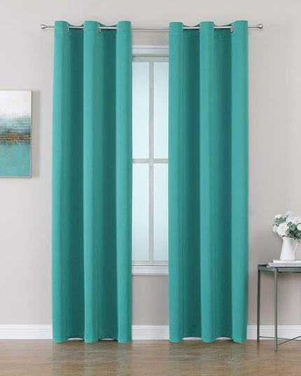 ChrisDowa Grommet Room Darkening Curtains for Bedroom and Living Room - 2 Panels Set Thermal Insulated Blackout Curtains (Teal, 42W x 84L)