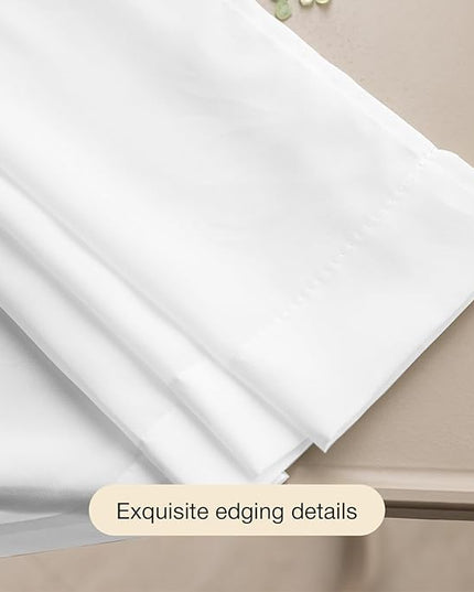 Anmao Non-See-Through Bright White Privacy Semi Sheer Curtains for Living Room 96 Inch Length 2 Panels Set, Light Filtering That Let Light In Rod Pocket Window Drapes for Bedroom, 52W x 96L,Pure White