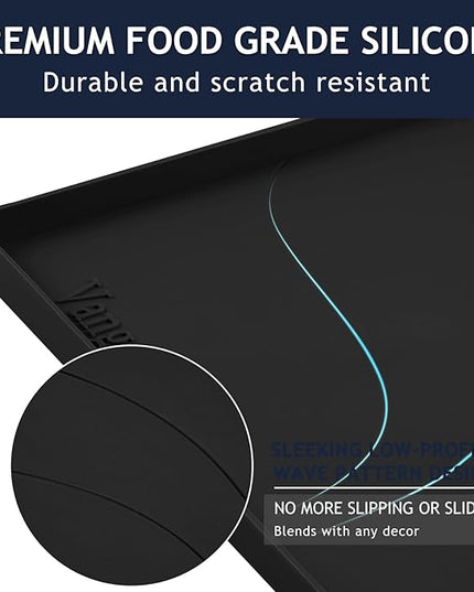 Heavy Duty Silicone Under Sink Mats for Kitchen Waterproof 31" x 22", Extra Thick Under Sink Rubber Mat Drip Tray, Raised Edge Under Sink Liner,Prevent Drips, Leaks, Spills,Black
