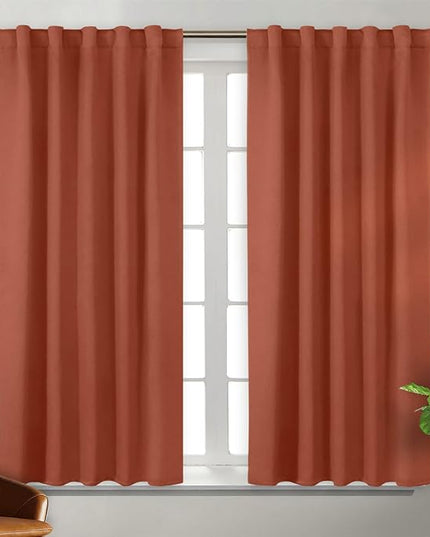 BGment Room Darkening Curtains for Bedroom - 54 Inch Fall Decor Curtains Thermal Insulated Noise Reducing Privacy Rod Pocket and Back Tab Drapes for Living Room, 2 Panels, 42 x 54 Inch, Terracotta