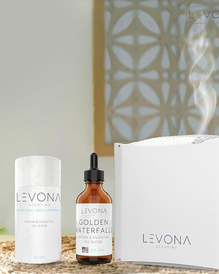 Levona Scent Essential Oils - Scents for Home, Hotel & Office Use - Perfect for Home Diffuser & Humidifiers - Aroma Fragrance Oil, Ideal for Massage, Relaxation, and Spa - Golden Waterfalls, 120ml