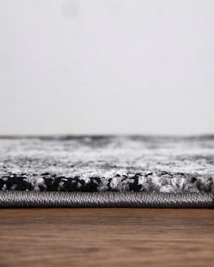 Keen Home Design Area Rugs - 6x9 Non-Shedding, Abstract Rugs for Kitchen, Living Room, Bedroom, Dining Room, Entryway - Size: 5'11" x 9'2", Abstract Black