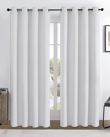Joydeco Custom 100% Blackout Curtains 1 Panel, Grommet Thermal Insulated Curtains& Drapes, Room Darkening Drapes for Bedroom Living Room Window (Custom Size, Pure White)