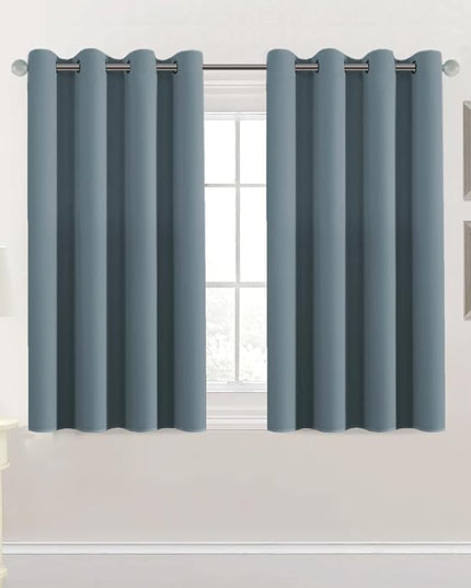 H.VERSAILTEX Premium Blackout Thermal Insulated Room Darkening Curtains for Bedroom/Living Room - Classic Grommet Top (2 Panels, Stone Blue, 52 Inch by 45 Inch)