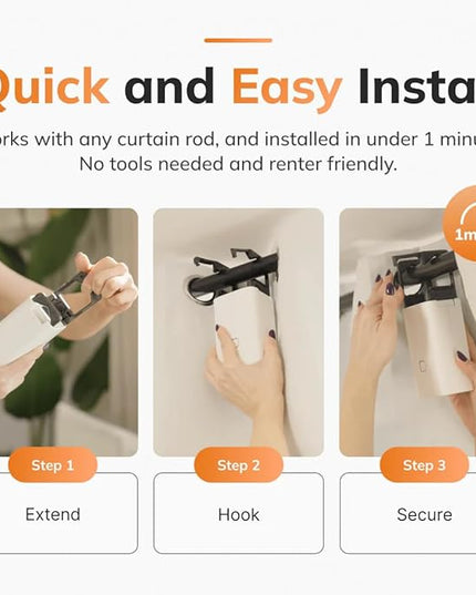 Ryse SmartCurtain | Motorized Curtain | Turn Current Curtains into Electric, Automated Drapes | Easy Install | Works with Existing Single or Double Curtain | Phone App Enabled | Charger Not Included