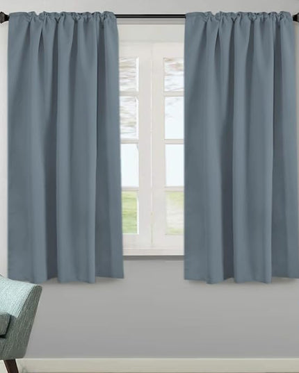 H.VERSAILTEX Blackout Curtains Thermal Insulated Window Treatment Panels Room Darkening Blackout Drapes for Living Room Back Tab/Rod Pocket Bedroom Draperies, 52 x 63 Inch, Stone Blue, 2 Panels