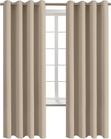 BGment Blackout Curtains - Grommet Thermal Insulated Room Darkening Bedroom and Living Room Curtains, Set of 2 Panels (52 x 72 Inch, Sand)