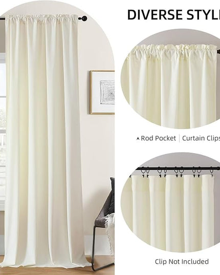 Joydeco White Velvet Curtains 63 inch Length 2 Panels, Luxury Blackout Rod Pocket Thermal Insulated Window Curtains, Super Soft Room Darkening Drapes for Living Dining Room Bedroom,W52 x L63 inches