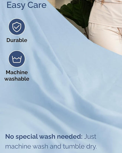 Extra Deep Split King Sheet Set - 7 Piece Breathable & Cooling Sheets - Hotel Luxury Bed Sheets Set - Easy Fit - Soft, Wrinkle Free & Comfy Sheets Set - Light Blue Sheet Set with Extra Deep Pockets