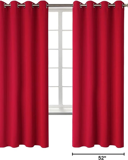 BGment Room Darkening Curtains 72 Inches Long - Grommet Thermal Insulated Drapes Window Treatment Curtains for Bedroom, 2 Panels, 52 x 72 Inch, Red