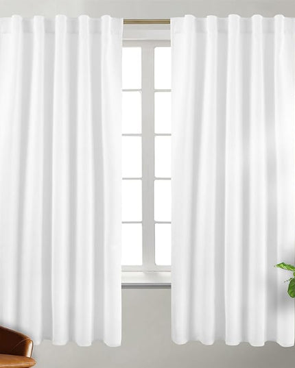 BGment Pure White Curtains for Bedroom 72 Inches - Rod Pocket and Back Tab Thermal Insulated Room Darkening Curtains for Living Room, 2 Window Curtain Panels, 42 x 72 Inch