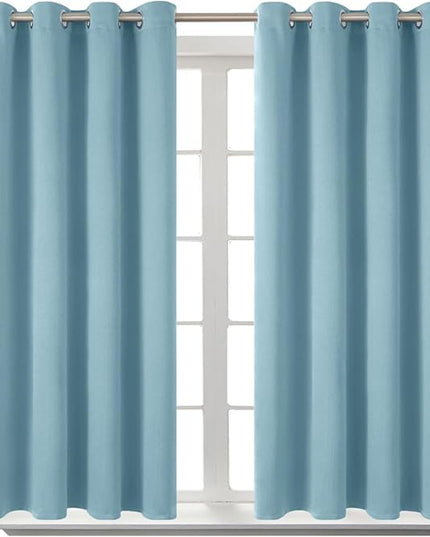 BGment Room Darkening Curtains 54 Inches Long - Grommet Thermal Insulated Drapes Window Treatment Curtains for Bedroom, 2 Panels, 52 x 54 Inch, Greyish Blue