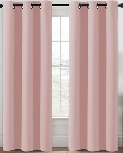 H.VERSAILTEX Blackout Curtains for Bedroom Thermal Insulated Room Darkening Living Room Curtains 84 Inch Long Grommet Privacy Protection Window Curtain Panels/Drapes for Nursery, 2 Panels, Baby Pink
