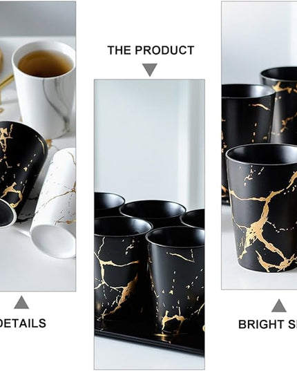 2pcs Ceramic Marbling Cups Nordic Style Black Gold Marble Pattern Drinkware for Coffee Tea Water Porcelain Mugs Elegant Idea