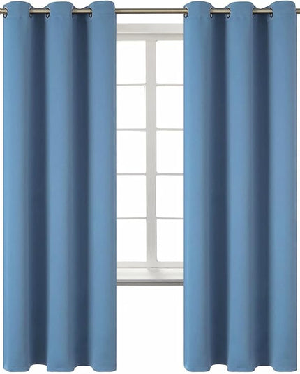 BGment Blackout Curtains for Bedroom - Grommet Thermal Insulated Room Darkening Curtains for Living Room, Set of 2 Panels (42 x 72 Inch, Faded Denim)