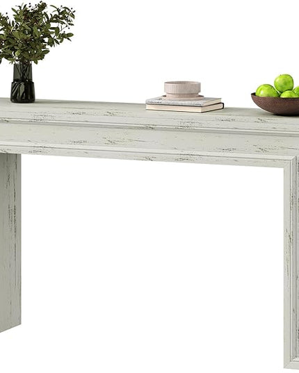 Rresyet 55 Inch Long Console Table, Sofa Table Behind Sofa, Wooden Entryway Table, Farmhouse Entryway Table for Entry, Hallway, Living Room (White)