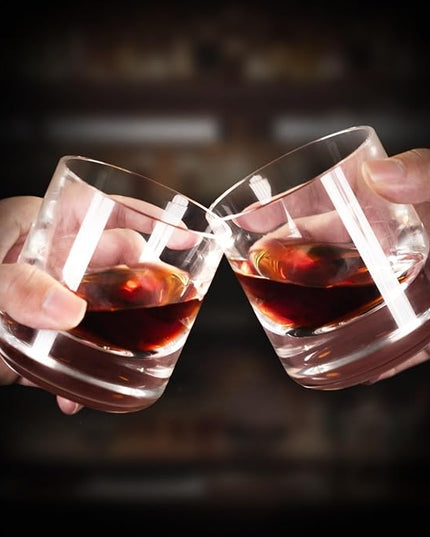 KAMMAK Crystal Whiskey Glasses Set of 2, 6.76oz Old Fashioned Glasses Stemless, Hand Blown White Cocktail Glasses, Engagement Gifts for Couples, Women, Men