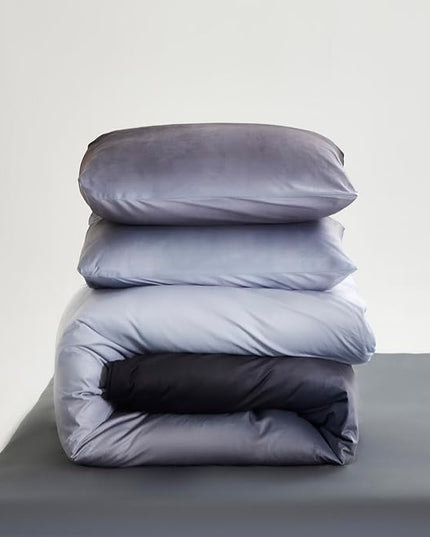 Luxlovery Grey Black Velvet Comforter Full Gradient Flannel Bedding Set Full Men Boys Grey White Winter Warm Blanket Quilts Thick Warm Modern Comforter Set
