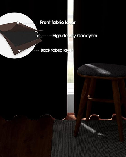 HOMEIDEAS Blackout Curtains for Bedroom 52 X 84 Inch Long 2 Panels Set Chocolate Brown Room Darkening Curtains/Drapes, Soundproof Thermal Grommet Window Curtains for Living Room