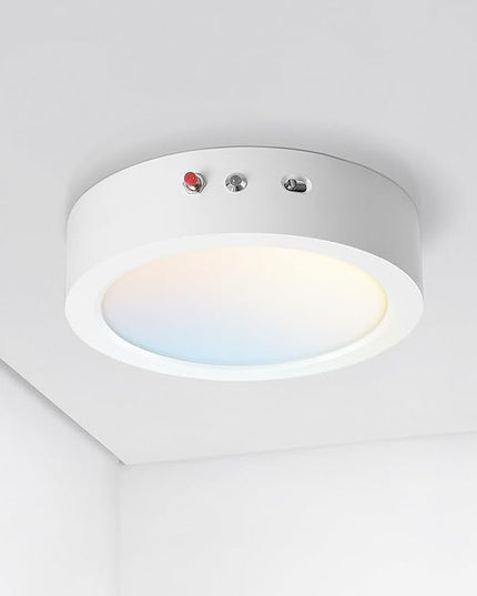 ASD LED 7" Round Flush Mount Ceiling Light Fixture, Low Profile Surface Lighting | 5CCT, Dimmable, Battery Backup, ETL Listed | 15W 1200LM 2700-6000K 120V | Kitchen, Bedroom, Hallway Lamp | White