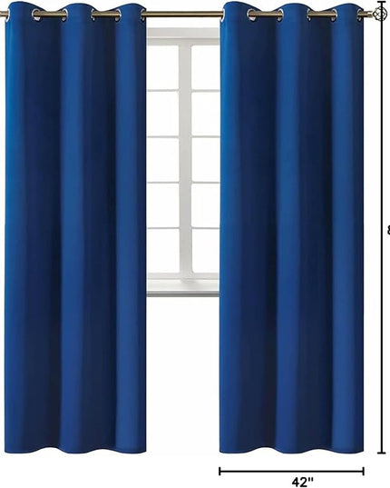 BGment Blackout Curtains for Bedroom - Grommet Thermal Insulated Room Darkening Curtains for Living Room, 42 x 84 Inch, 2 Panels, Royal Blue