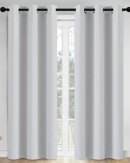 Yakamok Blackout Curtains Greyish White Room Darkening Thermal Insulated with Grommet Top Window Drapes for Living Room,42W x 84L,2 Panels