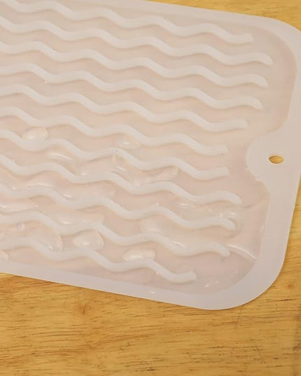 Silicone Dish Drying Mat for Multiple Usage,Easy clean,Eco-friendly,Heat-resistant Silicone Mat for Kitchen Counter,Sink,Bar,Bottle,or Cup Translucent M 17 inches x 6 inches