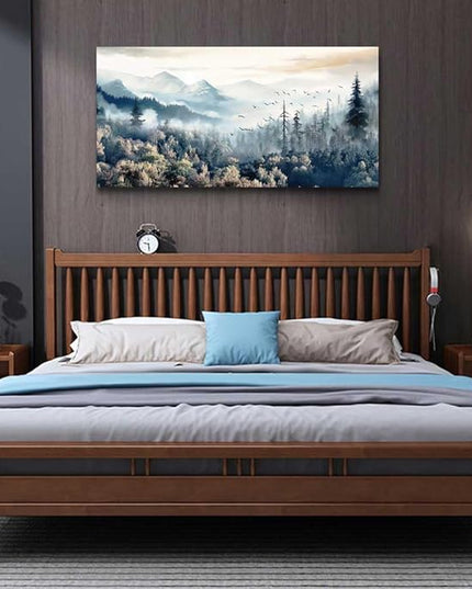 hyidecorart Framed Wall Art For Living Room Canvas Wall Decor For Office Bedroom Decorations Fog forest landscape Pictures Artwork Poster Wall Painting Canvas Prints Home Decor Works 40 X 20in