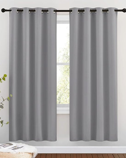 NICETOWN Blackout Window Curtains & Drapes 72" Long - Grommet Top Room Darkening Thermal Insulated for Bedroom/Living Room (2 Panels, 46 x 72 Inch, Silver Grey)