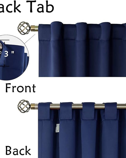 BGment Navy Blue Elegant Blackout Curtains - (70 x 84 inch) Rod Pocket and Back Tab Thermal Insulated Room Darkening Curtains for Living Room, 2 Window Curtain Panels