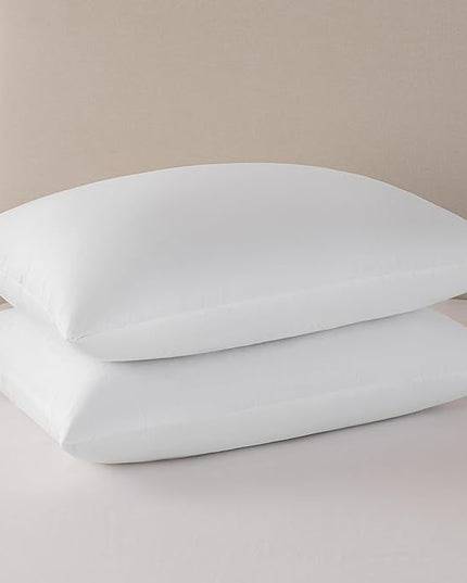 Goose Feathers and Down Pillows, Cotton Cover, Bed Sleeping Hotel Collection Pillows,Set of 2, Queen Size 20x28