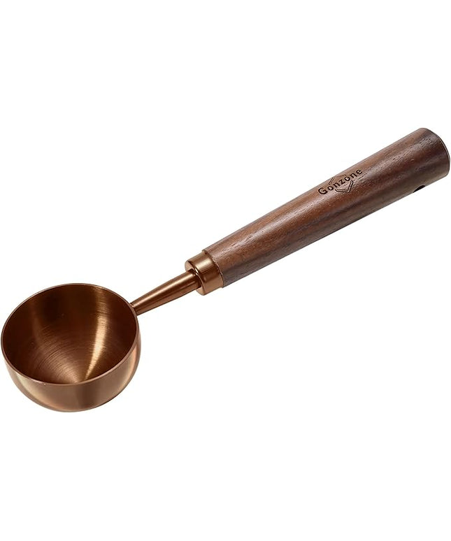 Vintage Coffee Measuring Spoon - 304 Stainless Steel, Coffee Scoop，10g Capacity, Walnut Handle - Perfect for Coffee, Tea, and More (Rose Gold)