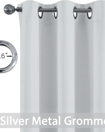 Yakamok Greyish White Curtains for Bedroom,Grommet Thermal Insulated Room Darkening Curtains for Living Room,42W x 72L,2 Panels