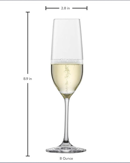 SCHOTT ZWIESEL Forté Champagne Flute (Set of 6), Champagne Glasses with Effervescence Point, Dishwasher-Safe Machine-Made Tritan Crystal Glasses, Made in Germany (8 Ounce)