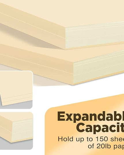 Manilla Folders 8.5 x 11 100-Pack Letter Size 1/3-Cut Tabs Manila File Folders 120LB Heavyweight Paper for Office, School, Home Filing Made in USA Durable File Folders