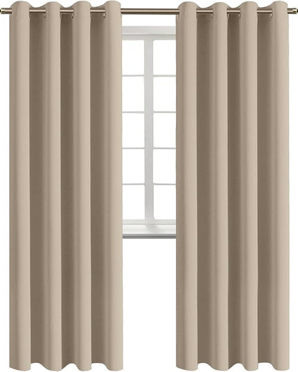 BGment Blackout Curtains - Grommet Thermal Insulated Room Darkening Bedroom and Living Room Curtains, Set of 2 Panels (52 x 84 Inch, Sand)