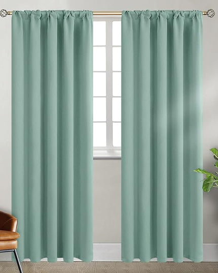 BGment Window Curtains for Bedroom - 84 Inch Rod Pocket and Back Tab Thermal Insulated Room Darkening Curtains for Living Room, 2 Curtain Panels (42 x 84 Inch, Frosty Green)