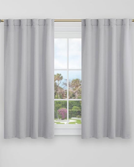 BGment 40 Inch Length Blackout Curtains for Cafe - 34 x 40 inch Short Curtains Rod Pocket and Back Tab Thermal Insulated Room Darkening Curtains for Kitchen Bathroom, 2 Window Panels, Light Grey