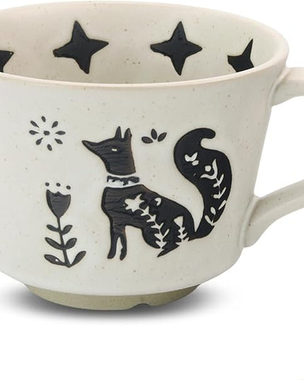 Ceramic Coffee Mug, 12 oz Novelty Unique Teacup with Handle, Stoneware Cup for Tea Mocha Latte Cappuccino Espresso (Fox)