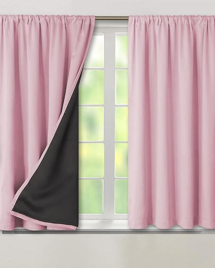 BGment Pink Short Blackout Curtains for Nursery 2 Panels Set, Kids Curtains Thermal Insulated and Noise Canceling Full Black Out Girls Baby Room 54 Inch Length, Each Small Curtains 42 Inch Wide