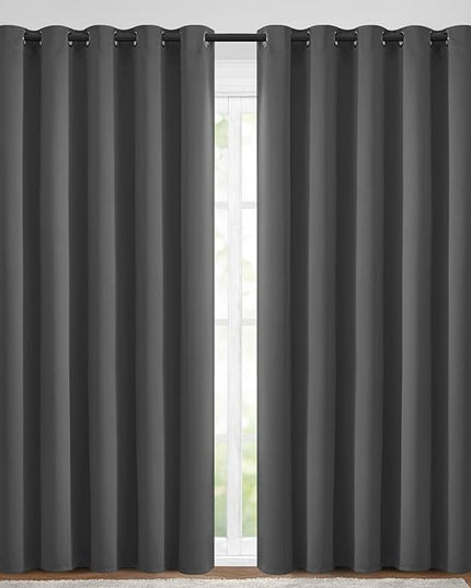 Yakamok Blackout Curtains Room Darkening Thermal Insulated Window Panels,Solid Grommet Top Drapes for Bedroom/Living Room(70Wx84L, Charcoal Grey, 2 Panels)