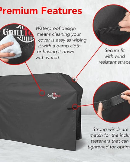 Heavy Duty BBQ Grill Cover for Outdoor Grill, 52 Inch – Waterproof, Weather Resistant, UV & Fade Resistant with Adjustable Straps – Gas Grill Cover for Weber, Charbroil, etc. Charcoal
