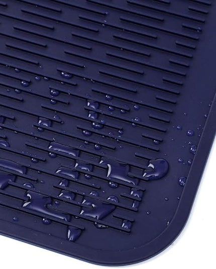 Silicone Dish Drying Mat for Multiple Usage,Easy clean,Eco-friendly,Heat-resistant Silicone Mat for Kitchen Counter or Sink,Refrigerator or Drawer Liner Navy Blue 2XL 24 inches x 18 inches