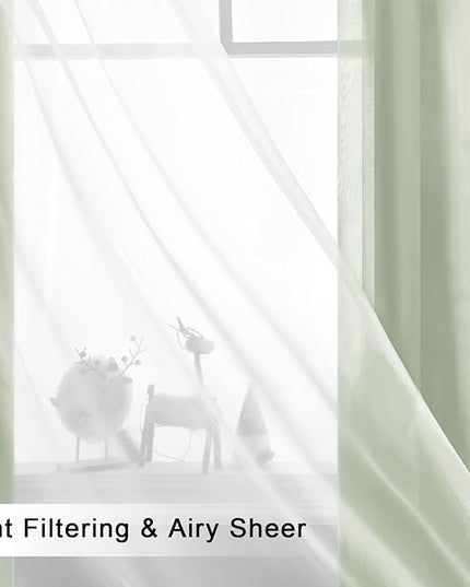Hiasan Mix & Match Blackout Curtains with Sheer Overlay, Double Layer Thermal Insulated Privacy Grommet Window Curtains for Girls Bedroom, Living Room, 2 Drape Panels with Tiebacks, Seafoam, 52W X 96L