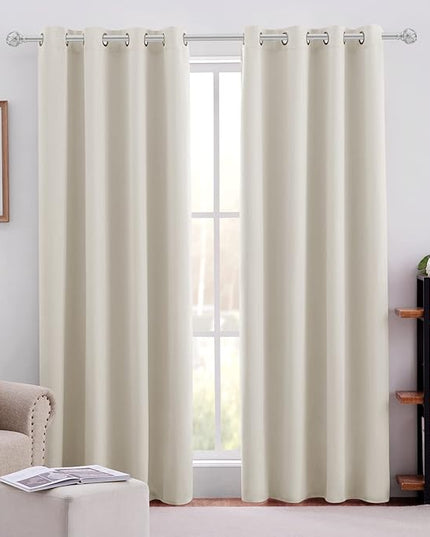 HOMEIDEAS Cream Beige Blackout Curtains for Bedroom 52 X 84 Inch Length 2 Panels Set Room Darkening Bedroom Curtains, Soundproof Thermal Grommet Window Curtains for Living Room for Christmas