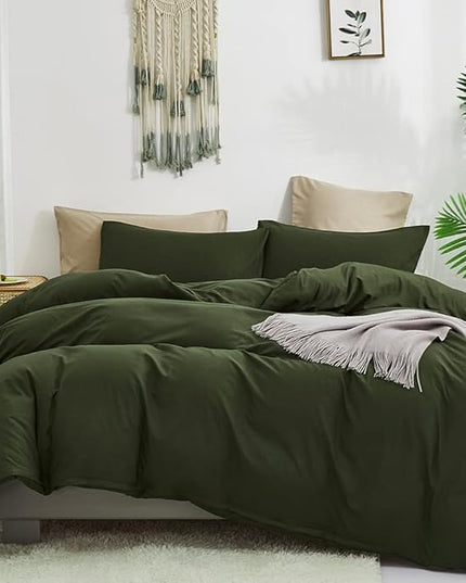 CLOTHKNOW Dark Green Comforter Set Twin/Twin XL Army Green Bedding Comforter Sets Boys Girls Comforter Soft Military Comforter with 2 x Pillow Cases