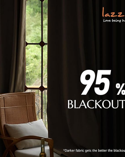 Lazzzy Dark Brown Velvet Blackout Curtains 90 Inches Long Thermal Insulated Blackout Curtain Drapes Luxury Back Tab Window Treatments for Bedroom Living Room 2 Panels, 52 x 90 Inch, Truffle