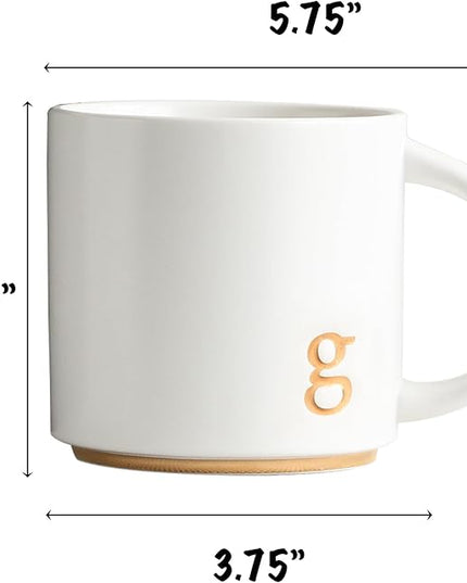 COLLECTIVE HOME - Monogram Ceramic Mugs, 15 oz Golden Initial Coffee Cups, Elegant Alphabet Tea Mugs, Elegant Personalized Mug with Gift Box, Luxurious Cups for Office and Home (g)