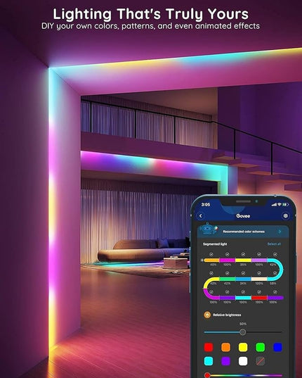 Govee RGBIC LED Strip Lights, Smart LED Lights for Bedroom, Bluetooth LED Lights APP Control, DIY Multiple Colors on One Line, Color Changing LED Strip Lighting Music Sync, Home Decor, 16.4ft