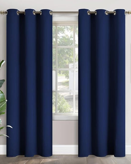 YoungsTex Navy Blue Blackout Curtains 84 Inches Long for Bedroom - Thermal Insulated Drapes with Grommet Room Darkening for Living Room Privacy Blinds, 2 Panels, 42 x 84 Inch